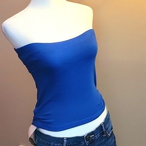 Callie Lives Blue Tube Top with built in Bra Size Large